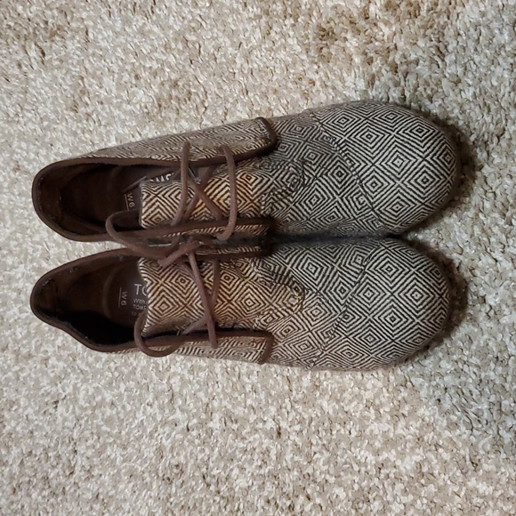 TOMS Brown Wedge Lace Up Bootie - Picture 2 of 8